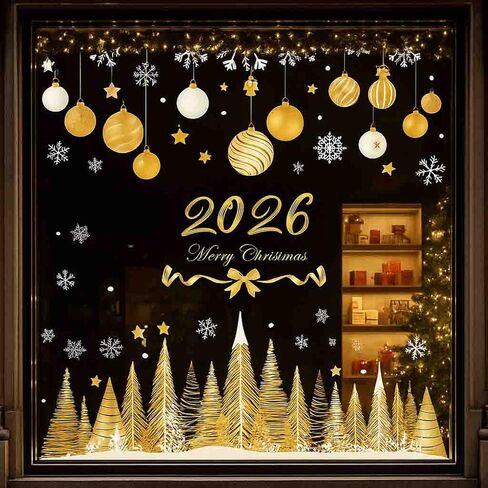 ملصقات نافذة عيد الميلاد الكبيرة، ديكورات نافذة عيد الميلاد، ملصقات نافذة عيد الميلاد قابلة لإعادة الاستخدام، ملصق نافذة مزدوج الجوانب لعيد الميلاد لمتجر زينة عيد الميلاد مع ندفة الثلج، شجرة، بولي كلوريد الفينيل الساكن in Kuwait