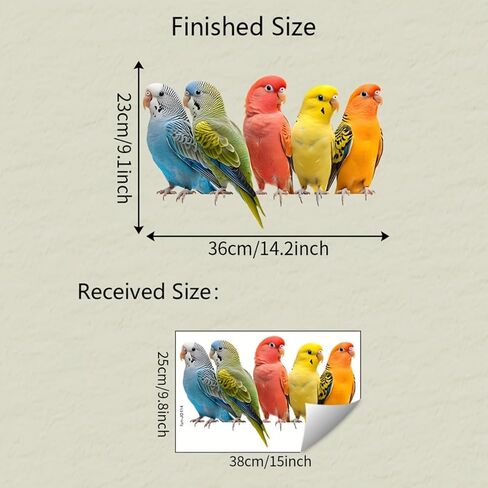 Vibrant Parrot Birds 2D Flat Electrostatic Window Stickers - Double-Sided Reusable PVC Matte | 9.8x15 Inch Irregular Shape | for Bedroom, Bathroom, Kitchen & Home Decor (No Residue) in Saudi Arabia