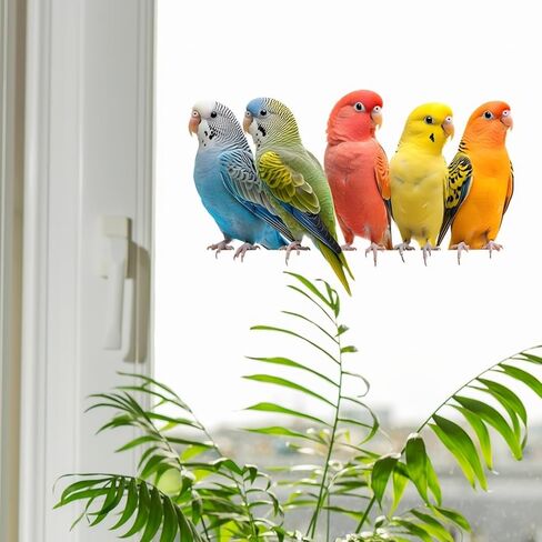 Vibrant Parrot Birds 2D Flat Electrostatic Window Stickers - Double-Sided Reusable PVC Matte | 9.8x15 Inch Irregular Shape | for Bedroom, Bathroom, Kitchen & Home Decor (No Residue) in Saudi Arabia