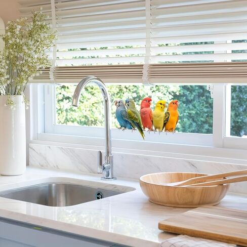 Vibrant Parrot Birds 2D Flat Electrostatic Window Stickers - Double-Sided Reusable PVC Matte | 9.8x15 Inch Irregular Shape | for Bedroom, Bathroom, Kitchen & Home Decor (No Residue) in Saudi Arabia