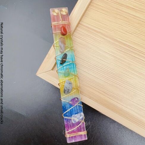 1pc 7 Chakra Selenite Stick, Natural Crystal Chip Tumble Stone Wand for Meditation, Charging, Clearing, Gift Yoga Decor in Saudi Arabia