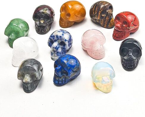 7pcs 1 inch Natural Crystals Skulls Mineral Gems Ghost Head Polished Carved Reiki Healing Gift Desktop Home Decor Stone Crafts Statues (Natural Crystal Skull- random7pcs) in Saudi Arabia
