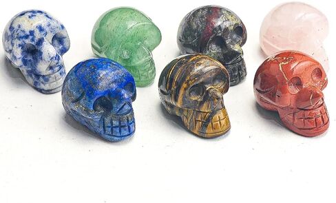 7pcs 1 inch Natural Crystals Skulls Mineral Gems Ghost Head Polished Carved Reiki Healing Gift Desktop Home Decor Stone Crafts Statues (Natural Crystal Skull- random7pcs) in Saudi Arabia