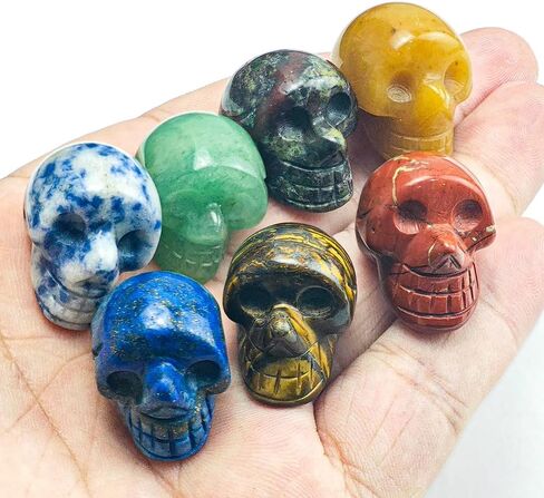 7pcs 1 inch Natural Crystals Skulls Mineral Gems Ghost Head Polished Carved Reiki Healing Gift Desktop Home Decor Stone Crafts Statues (Natural Crystal Skull- random7pcs) in Saudi Arabia