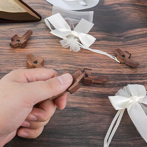 Cross My Heart Wooden Cross Fidget with Organza Bags, Small Pocket Crosses Christian Church Gifts, Inspirational Fingertip Stress Relief Toy Encouragement Gifts for Women Men Prayer (6 Sets) in Saudi Arabia