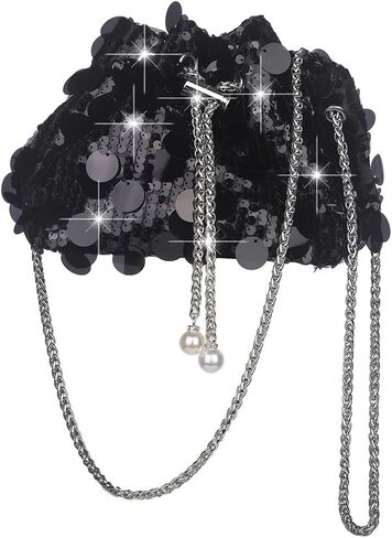 Octwine Shinny Evening Sequin Bag Bucket Purse Handbag Shoulder Bags Crossbody Bag Party Prom Crossbody Bag for Women in Saudi Arabia