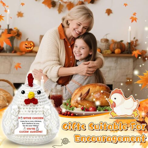Chicken Gifts for Women Positive Crochet Chicken Animals Basket Stuffer Funny Chicken Lady Mom Easter Gifts Cute Chickens Lovers Gifts for Friend Coworker Farmer Easter Home Desk Decor in Saudi Arabia