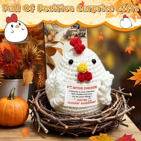 Chicken Gifts for Women Positive Crochet Chicken Animals Basket Stuffer Funny Chicken Lady Mom Easter Gifts Cute Chickens Lovers Gifts for Friend Coworker Farmer Easter Home Desk Decor in Saudi Arabia