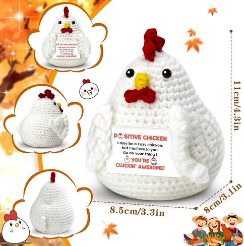 Chicken Gifts for Women Positive Crochet Chicken Animals Basket Stuffer Funny Chicken Lady Mom Easter Gifts Cute Chickens Lovers Gifts for Friend Coworker Farmer Easter Home Desk Decor in Saudi Arabia
