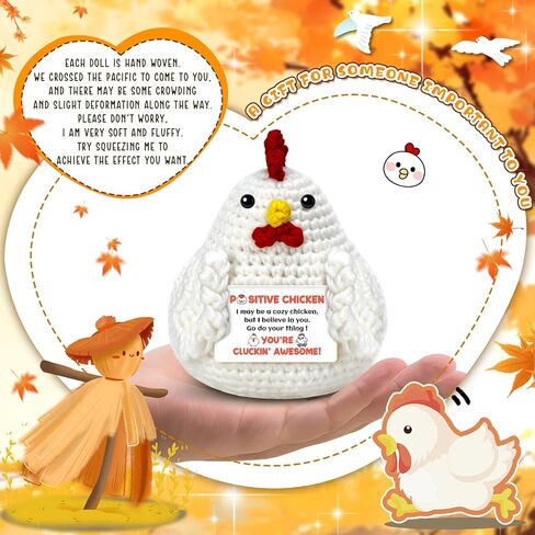 Chicken Gifts for Women Positive Crochet Chicken Animals Basket Stuffer Funny Chicken Lady Mom Easter Gifts Cute Chickens Lovers Gifts for Friend Coworker Farmer Easter Home Desk Decor in Saudi Arabia