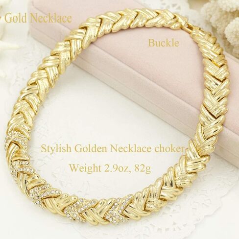 Fashion Crystal Jewelry Set Gold Plated Jewelry for Women Rhinestone Clear Crystal Necklace Earrings Accessories Gifts in Saudi Arabia