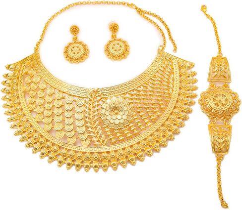 Fashion Crystal Jewelry Set Gold Plated Jewelry for Women Rhinestone Clear Crystal Necklace Earrings Accessories Gifts in Saudi Arabia