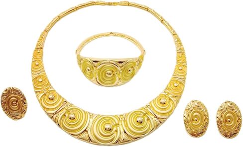 Fashion Crystal Jewelry Set Gold Plated Jewelry for Women Rhinestone Clear Crystal Necklace Earrings Accessories Gifts in Saudi Arabia