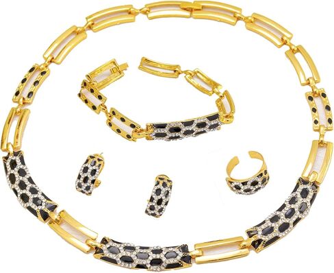 Fashion Crystal Jewelry Set Gold Plated Jewelry for Women Rhinestone Clear Crystal Necklace Earrings Accessories Gifts in Saudi Arabia
