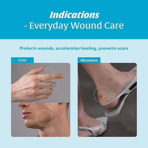 شريط H متوسط ​​- ضمادة غرواني مائي بحدود، تضميد جروح ذاتي اللصق، مقاوم للماء، رفيع للغاية، نوع الشريط للجروح البسيطة، 1.2 بوصة × 2.4 بوصة (9 أشرطة) in Kuwait