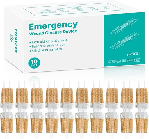 Emergency Wound Closure Strips 10 Pcs Zip Stitch Butterfly Bandages Laceration Closure Suture Kit, Adhesive Zip Tie Stitchless Painless Steri Strips for Wound Care in Saudi Arabia