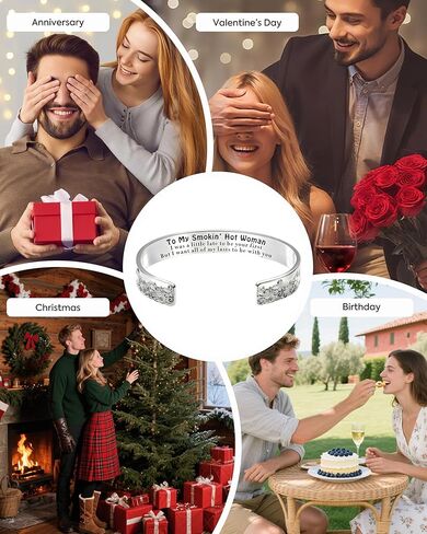 37JEWELRY 37Necklaces Inspirational Engraved Mantra Cuff Bracelets for Wife Girlfriend Valentine's Day Birthday Christmas Gift for Women in Saudi Arabia