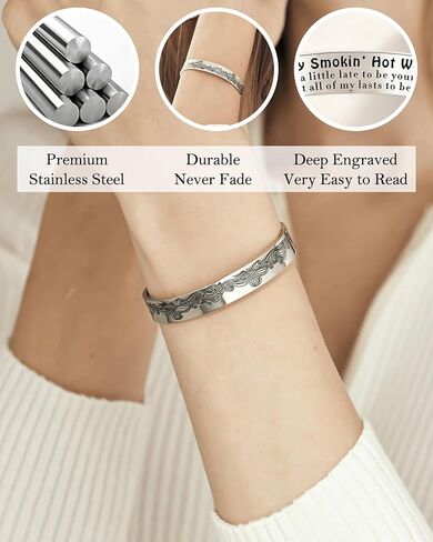 37JEWELRY 37Necklaces Inspirational Engraved Mantra Cuff Bracelets for Wife Girlfriend Valentine's Day Birthday Christmas Gift for Women in Saudi Arabia