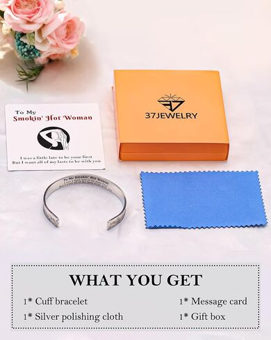 37JEWELRY 37Necklaces Inspirational Engraved Mantra Cuff Bracelets for Wife Girlfriend Valentine's Day Birthday Christmas Gift for Women in Saudi Arabia