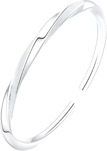 Sterling Silver Bangle Bracelets for Women,Fashion Jewelry Simple Adjustable 925 Silver Cuff Bangles for Women Handmade Bracelet Mom Wife Mothers Day Valentine Gift in Saudi Arabia