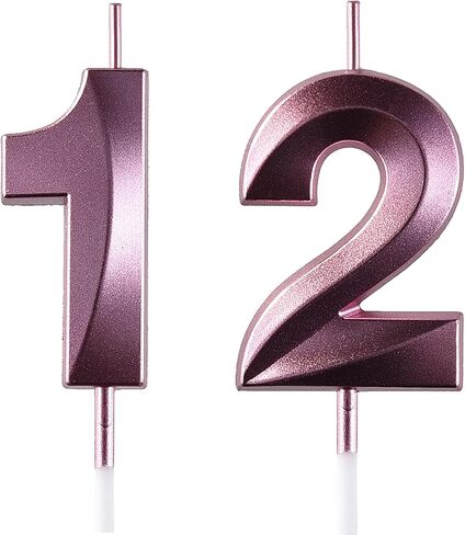 شمعة عيد ميلاد 12 و21، شموع الكيك 12 و21، شموع عيد ميلاد رقم 12 و21 لتزيين الجزء العلوي للكيك، أسود in Kuwait