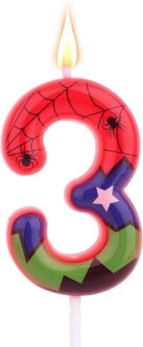 SAVITA Number Spider Themed Birthday Candle, Cool Spider Themed Topper Creative Party Cake Decoration for Boys Girls Birthday Celebration Cake Supplies (Number 4) in Saudi Arabia