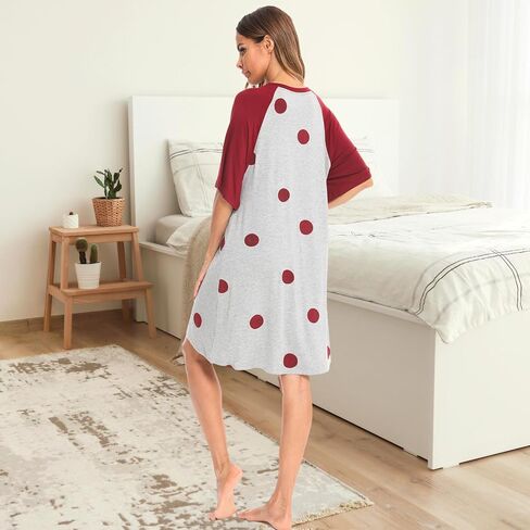 Short Sleeve Women Nightgowns Nightshirt with Pockets Soft House Dress M-XXL in Saudi Arabia