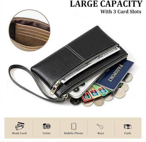 LJCZKA Leather Wristlet Purses for Women Wristlet Clutch Wallet Ladies Cellphone Credit Card Holder Wallet with Wrist Strap in Saudi Arabia