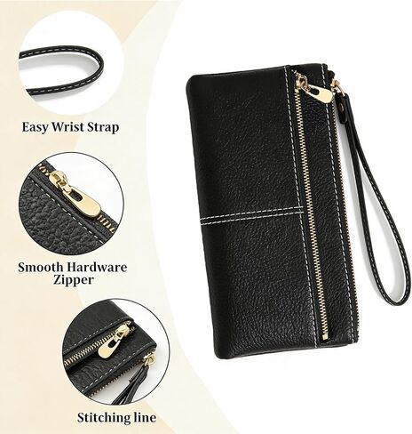 LJCZKA Leather Wristlet Purses for Women Wristlet Clutch Wallet Ladies Cellphone Credit Card Holder Wallet with Wrist Strap in Saudi Arabia