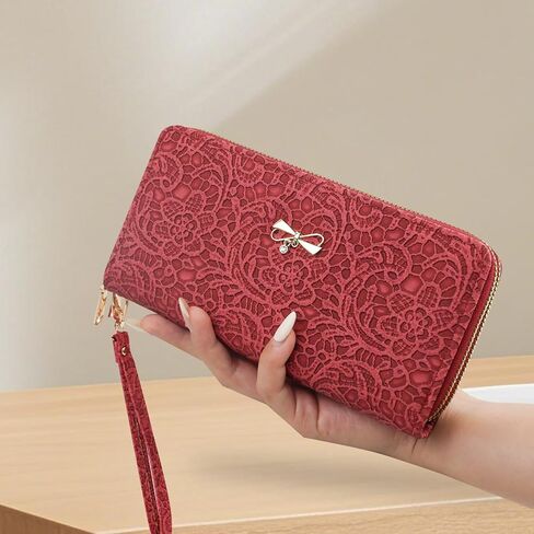 Women's Wallets, Large Capacity Double Zipper Wallet, PU Leather Wristlet Clutch Phone Wallet with Wrist Strap in Saudi Arabia