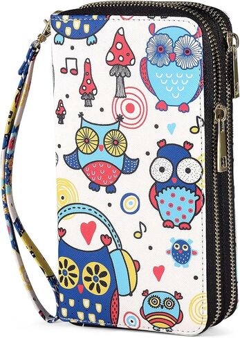 RFID Blocking Cellphone Wallet for Women with Wrist Strap, Double Zipper Travel Clutch Purse Large Capacity, Daisy in Saudi Arabia