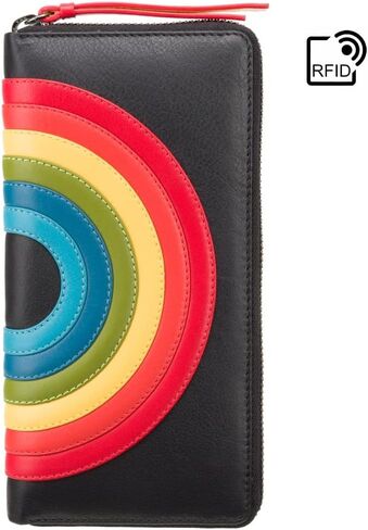 محفظة VISCONTI Happy Rainbow Collection Von الجلدية بسحاب حول المحفظة RFID HR82 (أسود) in Saudi Arabia