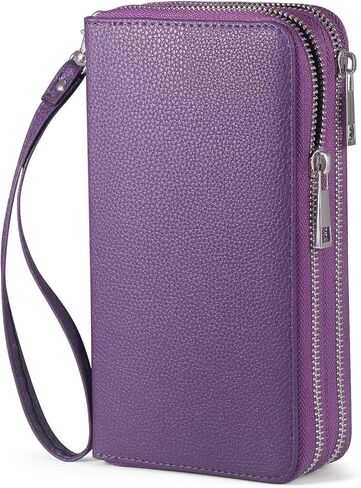 RFID Blocking Cellphone Wallet for Women with Wrist Strap, Double Zipper Travel Clutch Purse Large Capacity, Daisy in Saudi Arabia