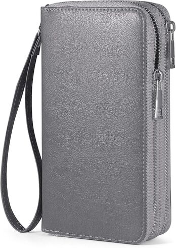 RFID Blocking Cellphone Wallet for Women with Wrist Strap, Double Zipper Travel Clutch Purse Large Capacity, Daisy in Saudi Arabia
