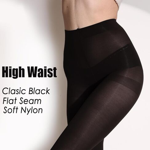 2 Pairs Semi Opaque 40 Denier Black Tights for Women, Ladder Resistant Tights for Women S-XL Black Brown Red in Saudi Arabia