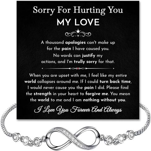 I'm Sorry Bracelet For Her, Forgive Me Gifts For Wife, Apology Bracelet Birthday Gifts For Women, I Love You I am Sorry Infinity Bracelets, I’m Sorry For Hurting You Bracelets With Card And Gift Box in Kuwait