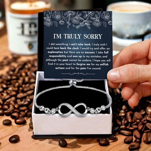 I'm Sorry Bracelet For Her, Forgive Me Gifts For Wife, Apology Bracelet Birthday Gifts For Women, I Love You I am Sorry Infinity Bracelets, I’m Sorry For Hurting You Bracelets With Card And Gift Box in Kuwait