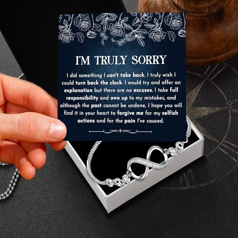 I'm Sorry Bracelet For Her, Forgive Me Gifts For Wife, Apology Bracelet Birthday Gifts For Women, I Love You I am Sorry Infinity Bracelets, I’m Sorry For Hurting You Bracelets With Card And Gift Box in Kuwait