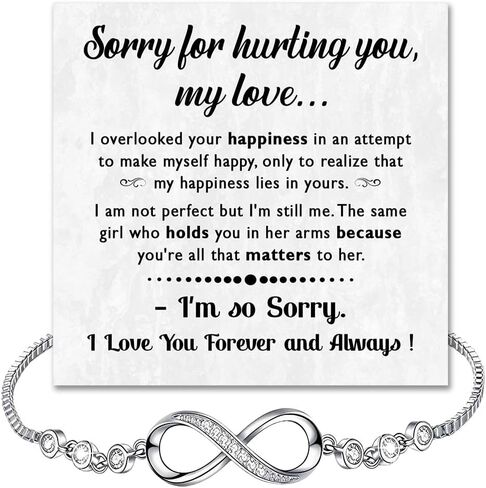 I'm Sorry Bracelet For Her, Forgive Me Gifts For Wife, Apology Bracelet Birthday Gifts For Women, I Love You I am Sorry Infinity Bracelets, I’m Sorry For Hurting You Bracelets With Card And Gift Box in Kuwait