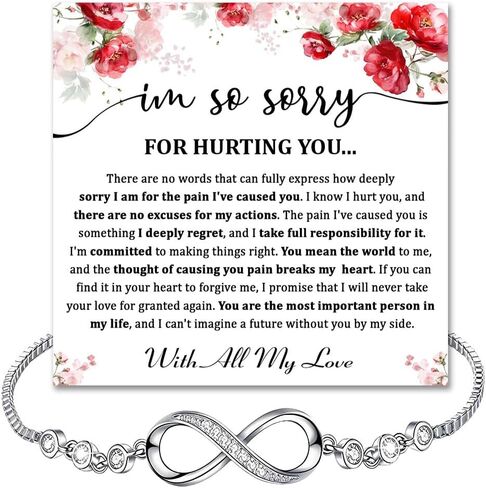 I'm Sorry Bracelet For Her, Forgive Me Gifts For Wife, Apology Bracelet Birthday Gifts For Women, I Love You I am Sorry Infinity Bracelets, I’m Sorry For Hurting You Bracelets With Card And Gift Box in Kuwait