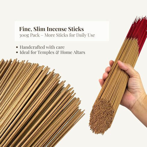 I H INCENSE HOUSE+ – Laoshan Sandalwood Incense Sticks 30cm, 300g (Approx. 400–420 Slim & Low Smoke Fine Joss Sticks) – Traditional Taiwanese Bamboo-Core Incense (1) in Saudi Arabia