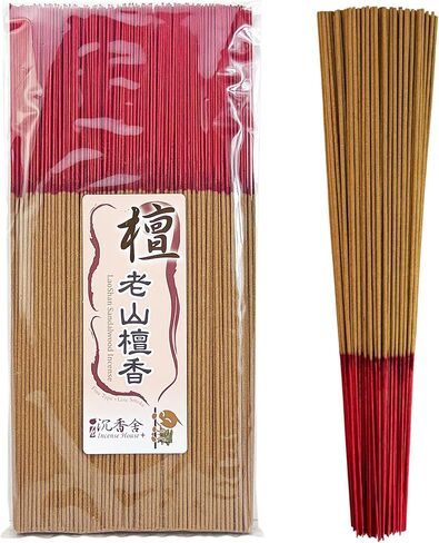 I H INCENSE HOUSE+ – Laoshan Sandalwood Incense Sticks 30cm, 300g (Approx. 400–420 Slim & Low Smoke Fine Joss Sticks) – Traditional Taiwanese Bamboo-Core Incense (1) in Saudi Arabia