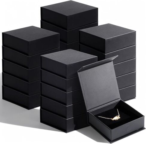 MAQUITA Jewelry Gift Boxes, 20 Pack Black Card Paper Storage Boxes with Lids, 9x9x3.2cm Square Fashionable Design in Saudi Arabia