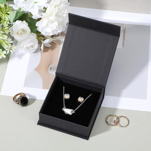 MAQUITA Jewelry Gift Boxes, 20 Pack Black Card Paper Storage Boxes with Lids, 9x9x3.2cm Square Fashionable Design in Saudi Arabia