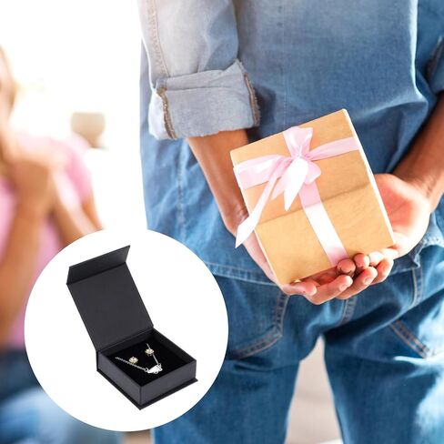 MAQUITA Jewelry Gift Boxes, 20 Pack Black Card Paper Storage Boxes with Lids, 9x9x3.2cm Square Fashionable Design in Saudi Arabia
