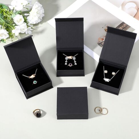 MAQUITA Jewelry Gift Boxes, 20 Pack Black Card Paper Storage Boxes with Lids, 9x9x3.2cm Square Fashionable Design in Saudi Arabia