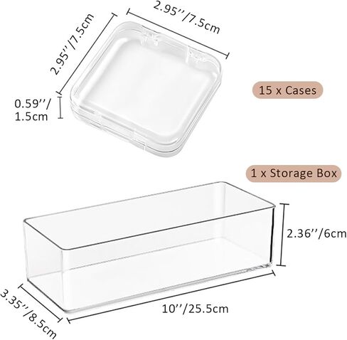 15 Pcs Clear Travel Jewelry Cases with Storage Box Plastic Jewelry Organizer Protective Container for Bracelets, Necklaces, Earrings, Powder Puff, Press-on Nails in Saudi Arabia