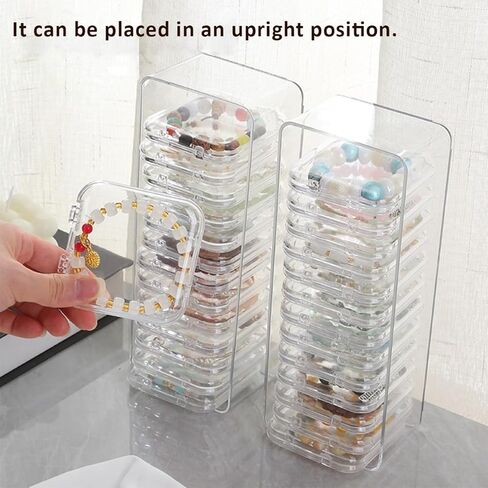 15 Pcs Clear Travel Jewelry Cases with Storage Box Plastic Jewelry Organizer Protective Container for Bracelets, Necklaces, Earrings, Powder Puff, Press-on Nails in Saudi Arabia