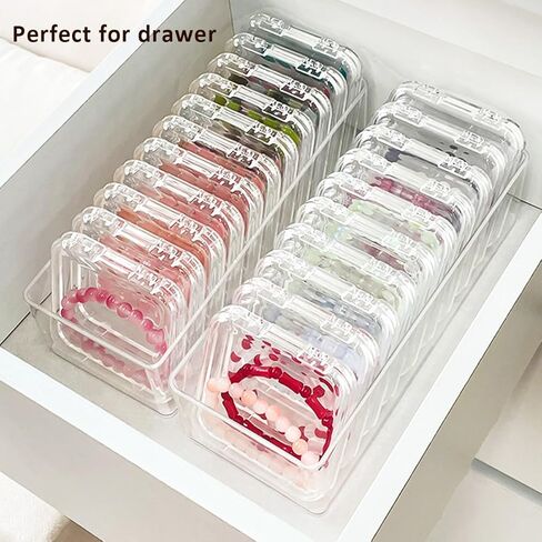 15 Pcs Clear Travel Jewelry Cases with Storage Box Plastic Jewelry Organizer Protective Container for Bracelets, Necklaces, Earrings, Powder Puff, Press-on Nails in Saudi Arabia