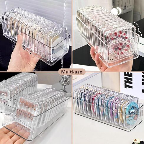 15 Pcs Clear Travel Jewelry Cases with Storage Box Plastic Jewelry Organizer Protective Container for Bracelets, Necklaces, Earrings, Powder Puff, Press-on Nails in Saudi Arabia